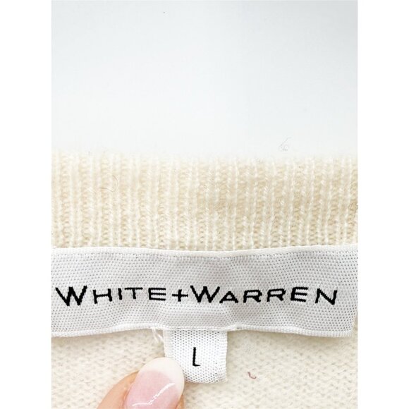White + Warren Cashmere Crewneck Cream Crew Neck Sweater L - Picture 6 of 11